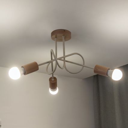 Прикрепен таванен полилей OXFORD 3xE27/15W/230V бор/крем