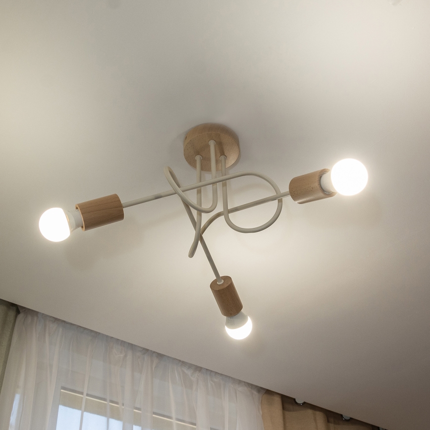 Прикрепен таванен полилей OXFORD 3xE27/15W/230V бор/крем