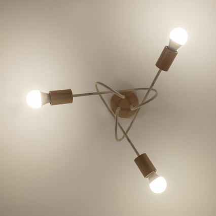 Прикрепен таванен полилей OXFORD 3xE27/15W/230V бор/крем