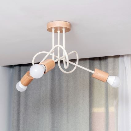 Прикрепен таванен полилей OXFORD 3xE27/15W/230V бор/крем