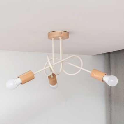 Прикрепен таванен полилей OXFORD 3xE27/15W/230V бор/крем