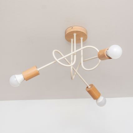 Прикрепен таванен полилей OXFORD 3xE27/15W/230V бор/крем