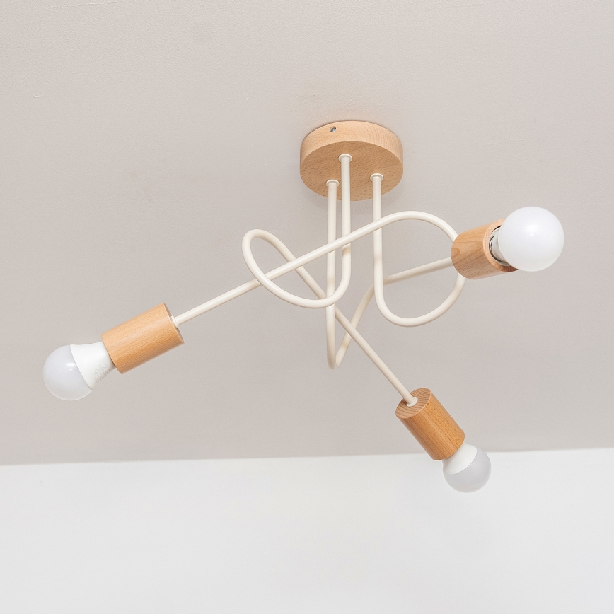 Прикрепен таванен полилей OXFORD 3xE27/15W/230V бор/крем