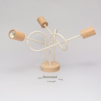 Прикрепен таванен полилей OXFORD 3xE27/15W/230V бор/крем