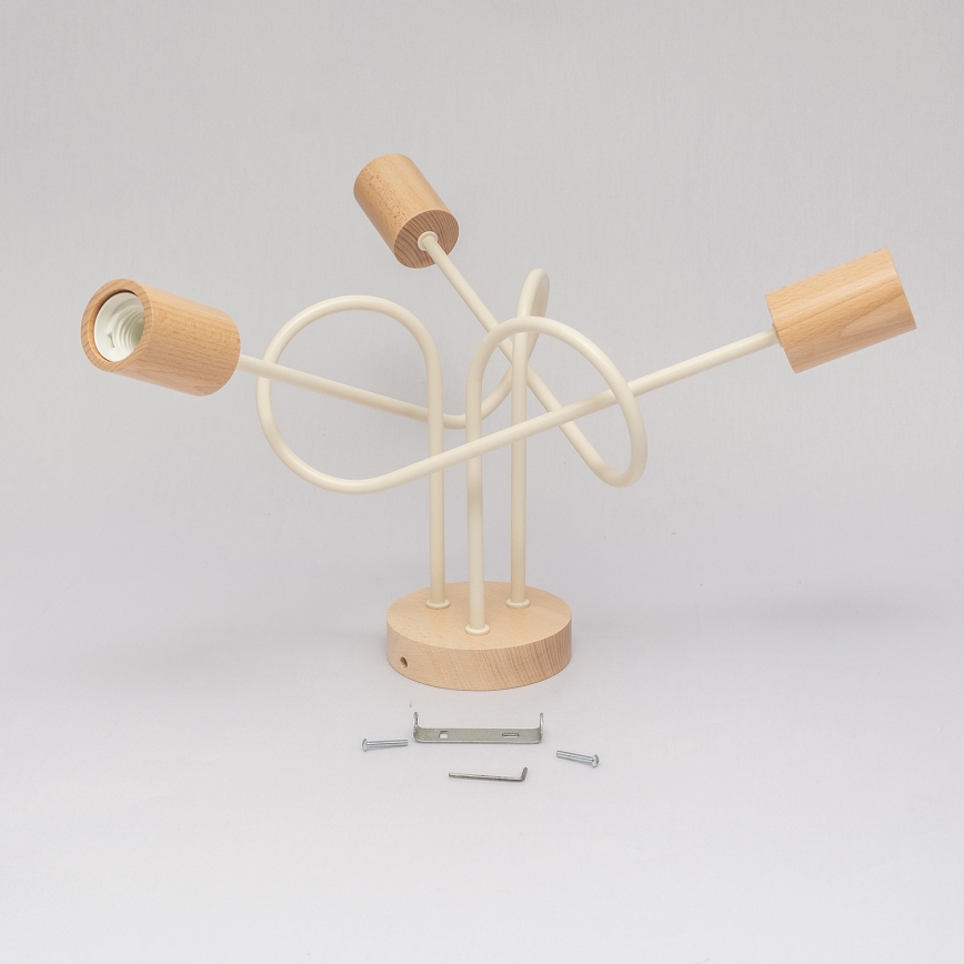 Прикрепен таванен полилей OXFORD 3xE27/15W/230V бор/крем