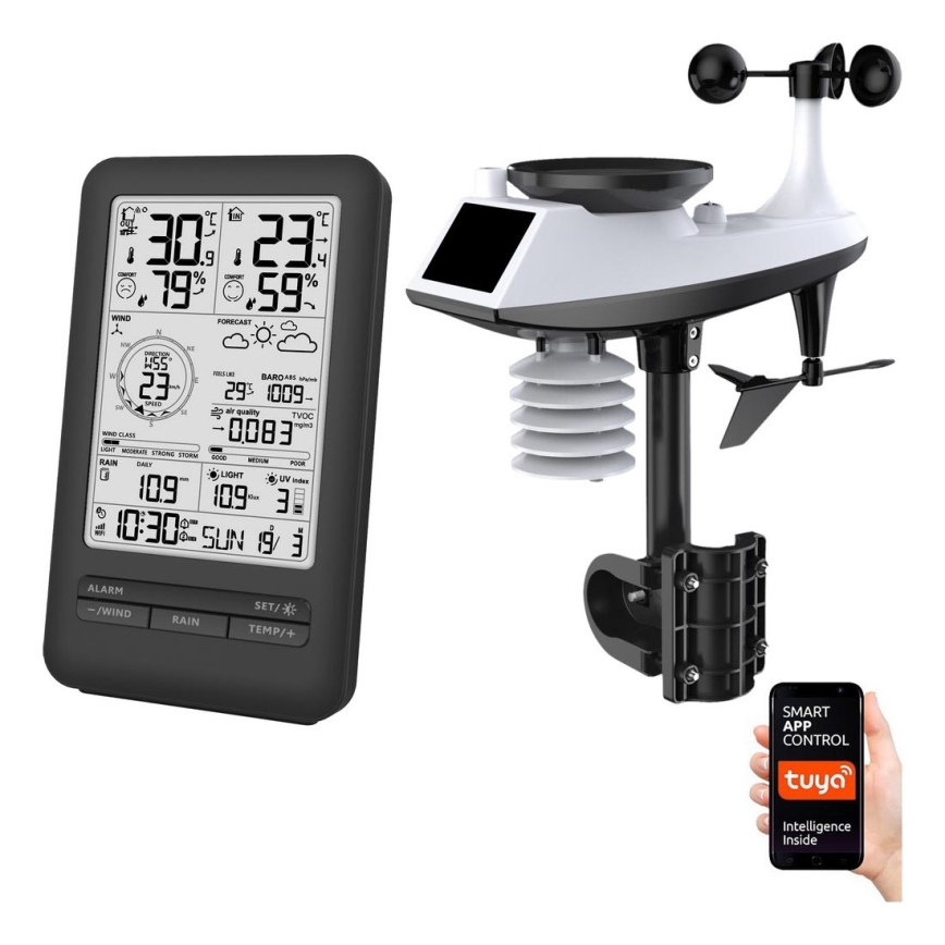 Професионална метеорологична станция с LCD дисплей 5V/2xAA + 3xAA + 2xAA Wi-Fi Tuya