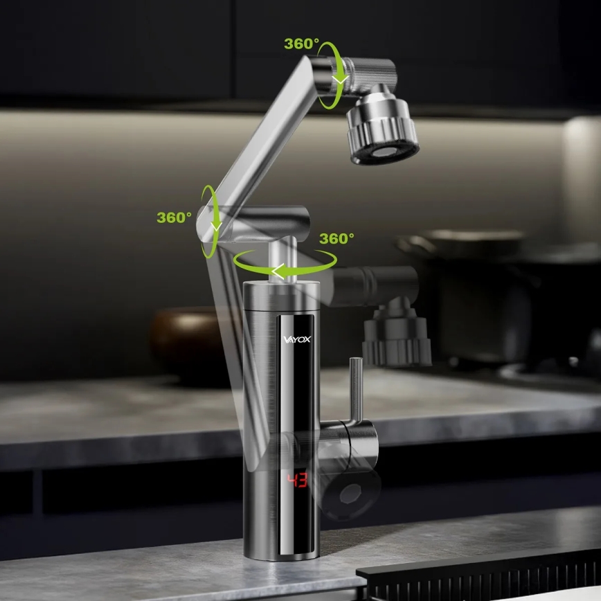 Проточен бойлер с LED дисплей 3000W/230V IPX4 антрацит