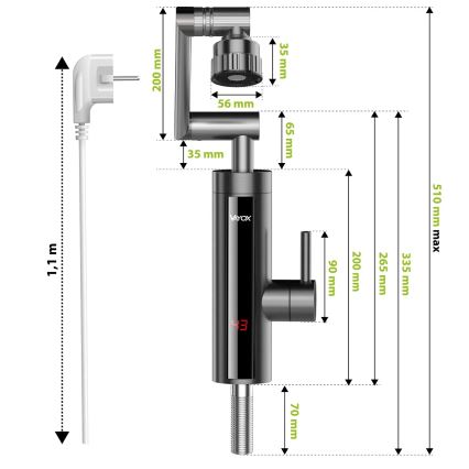 Проточен бойлер с LED дисплей 3000W/230V IPX4 антрацит