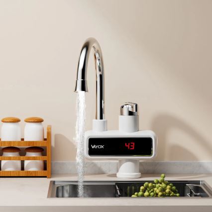 Проточен бойлер с LED дисплей 3000W/230V IPX4 бял