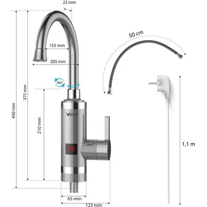 Проточен бойлер с LED дисплей 3000W/230V IPX4 неръждаем