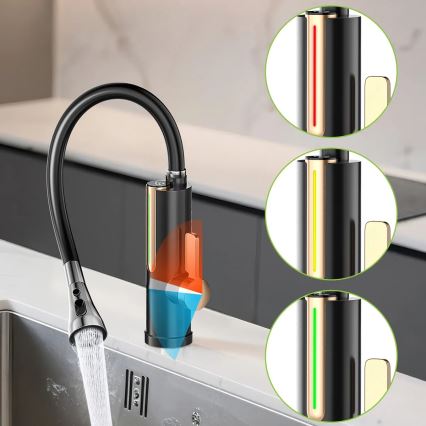 Проточен водонагревател с LED дисплей 3000W/230V IPX4 черно/златно