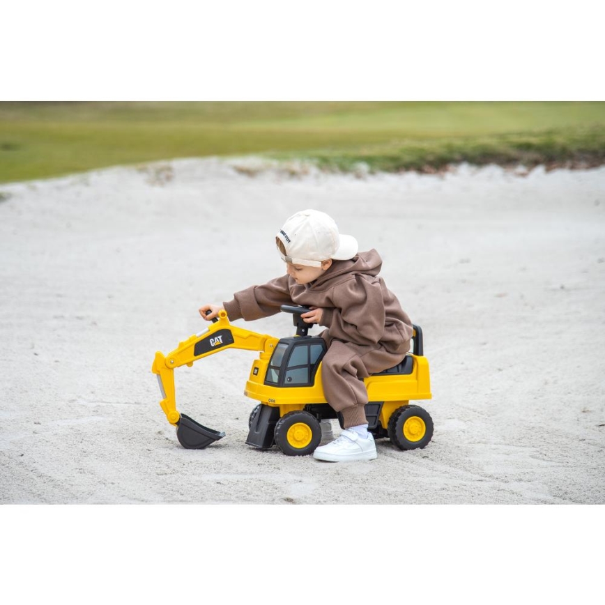 Push автомобил екскаватор CAT 2xAA жълти/черен