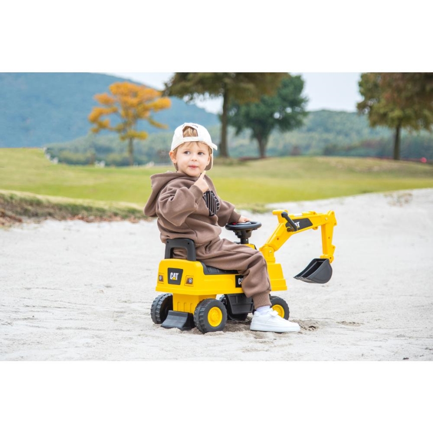 Push автомобил екскаватор CAT 2xAA жълти/черен