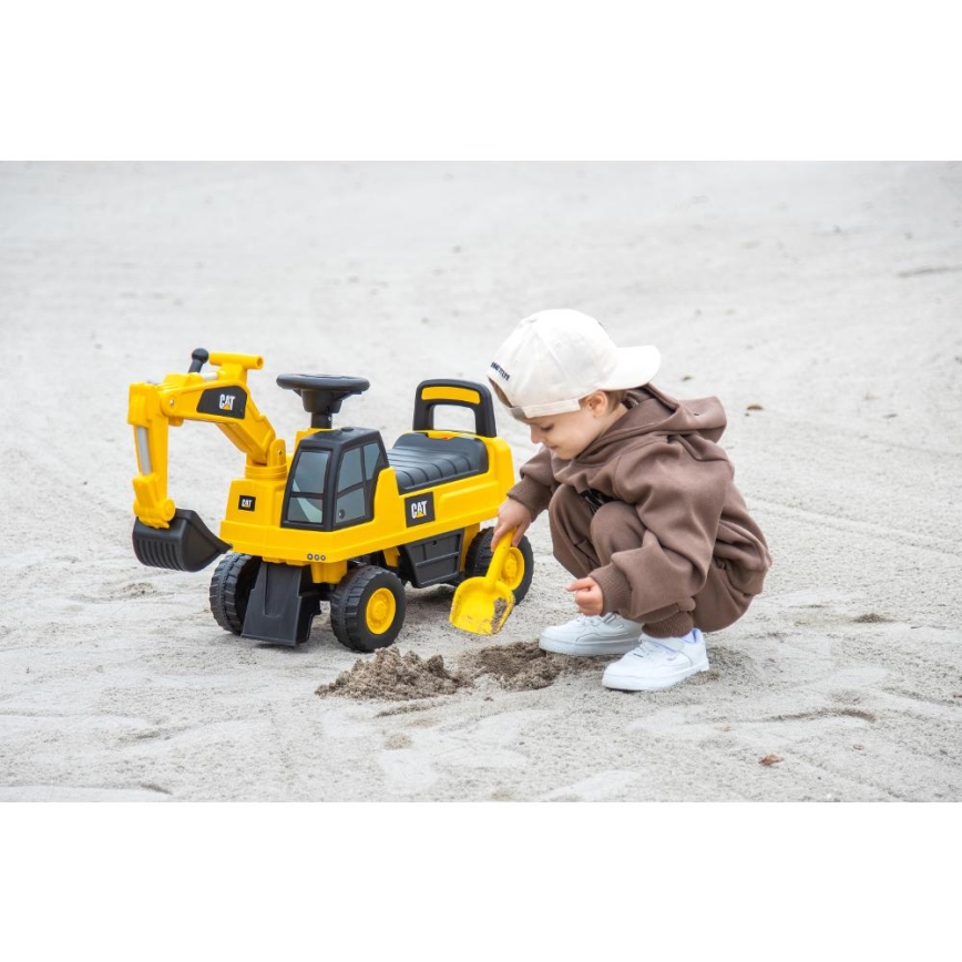 Push автомобил екскаватор CAT 2xAA жълти/черен