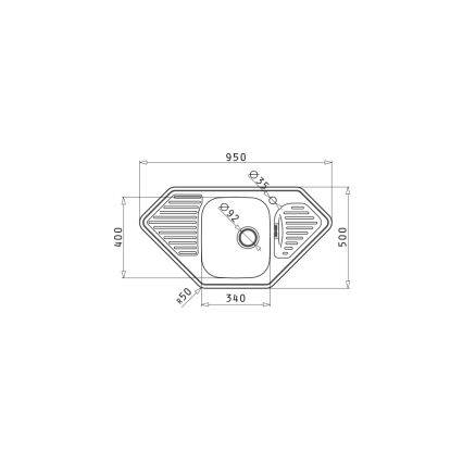 Pyramis 108760801 - Ъглова кухненска мивка MEDUSA CORNER 95x50 см