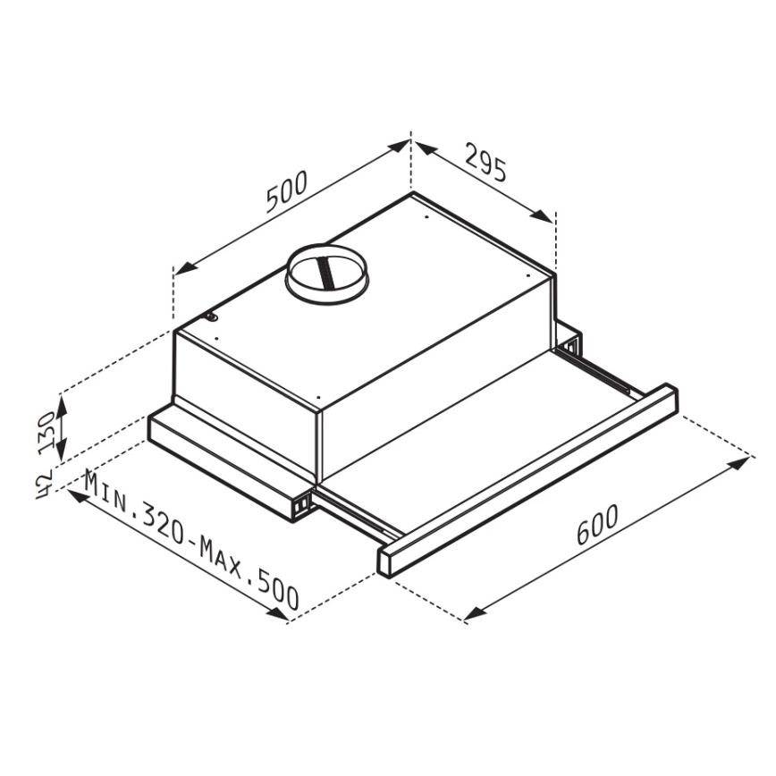 Pyramis 65040001 - Абсорбатор SLIDING NT 60 см бял
