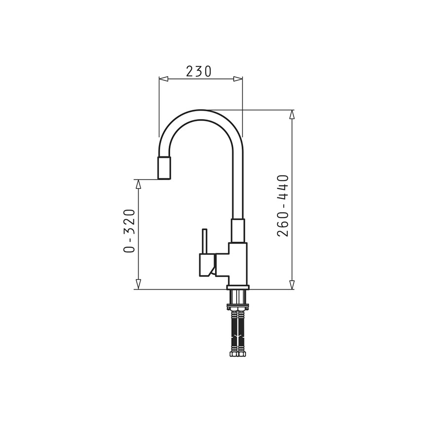 Pyramis 90919638 - Смесител за мивка с гъвкаво рамо FLESSI, черен