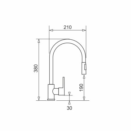 Pyramis 90941338 - Кран за мивка с издърпваща се пръскачка IDEA черен матов