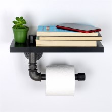 Поставка за тоалетна хартия с рафт BORU 12x30 cм черна