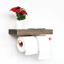 Поставка за тоалетна хартия с рафт BORU 12x30 cм смърч/мед