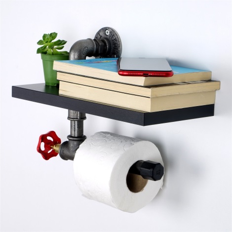 Поставка за тоалетна хартия с рафт BORU черна