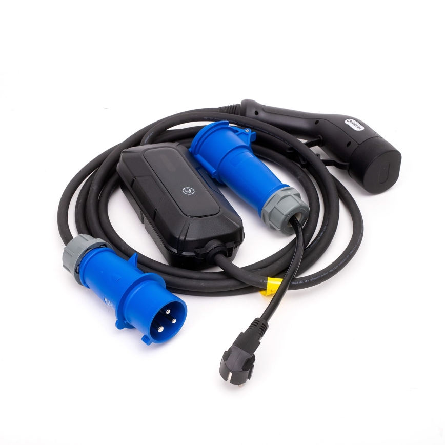 Пътна зарядна станция за електромобили EV/PHEV AC Тип 2 32A/230V 7,4kW IP55 5m + адаптер 230V 3,7kW + калъф