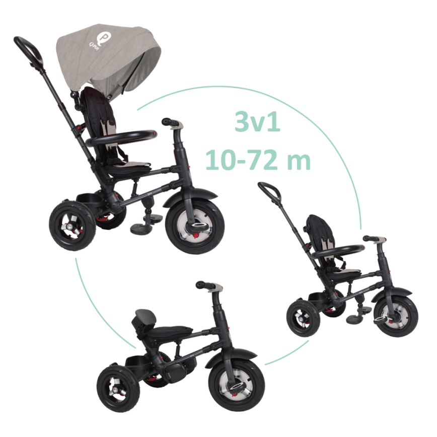 QPlay - Детска триколка 3в1 RITO AIR сив
