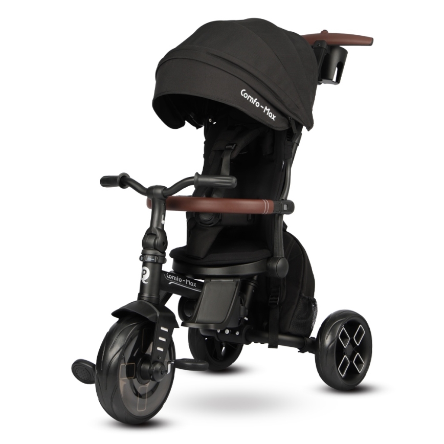 QPlay - Детска триколка 8 в 1 COMFO MAX черна