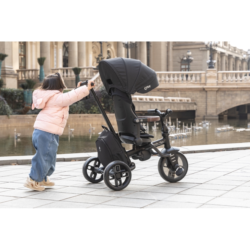QPlay - Детска триколка 8 в 1 COMFO MAX черна