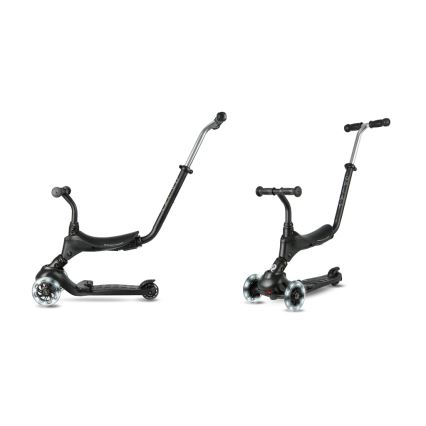 QPlay - Детска тротинетка 5 в 1 SEMA PRO с LED колела, черна