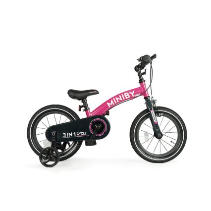 QPlay - Детски велосипед 14" MINIBY 3в1 розов