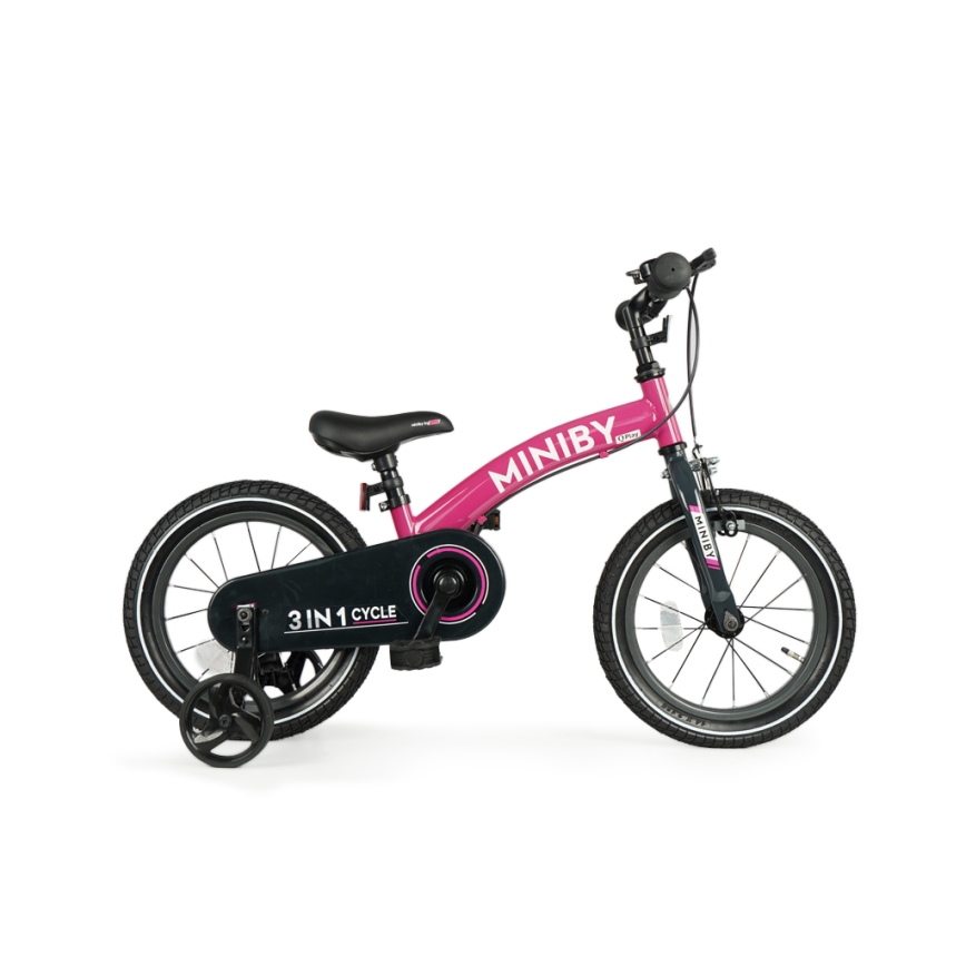 QPlay - Детски велосипед 14" MINIBY 3в1 розов
