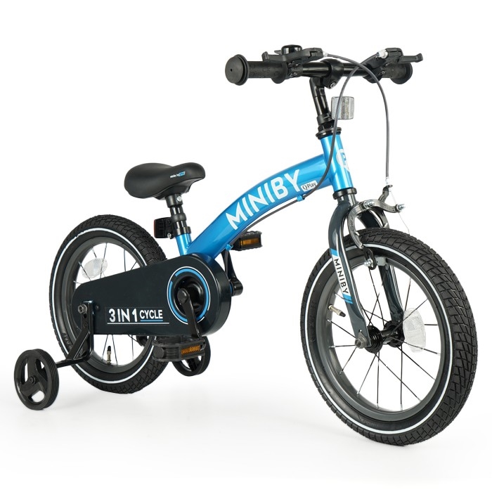 QPlay - Детски велосипед 14" MINIBY 3в1 син