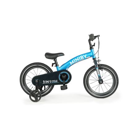 QPlay - Детски велосипед 14" MINIBY 3в1 син