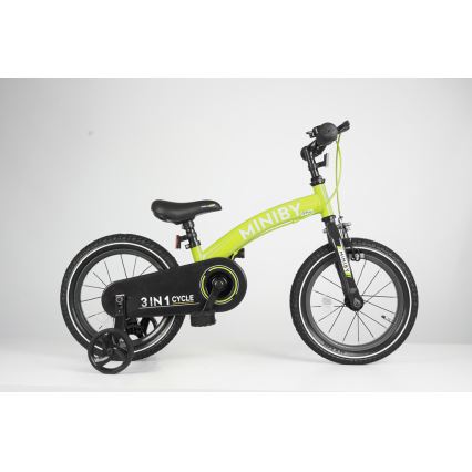QPlay - Детски велосипед 14" MINIBY 3в1 зелен