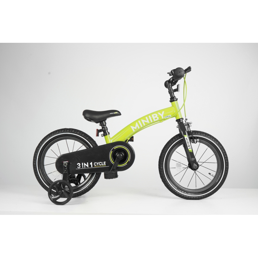 QPlay - Детски велосипед 14" MINIBY 3в1 зелен