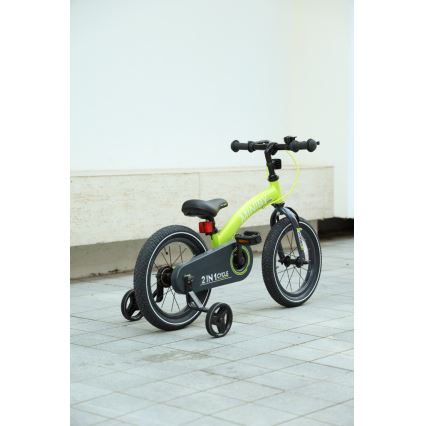 QPlay - Детски велосипед 14" MINIBY 3в1 зелен