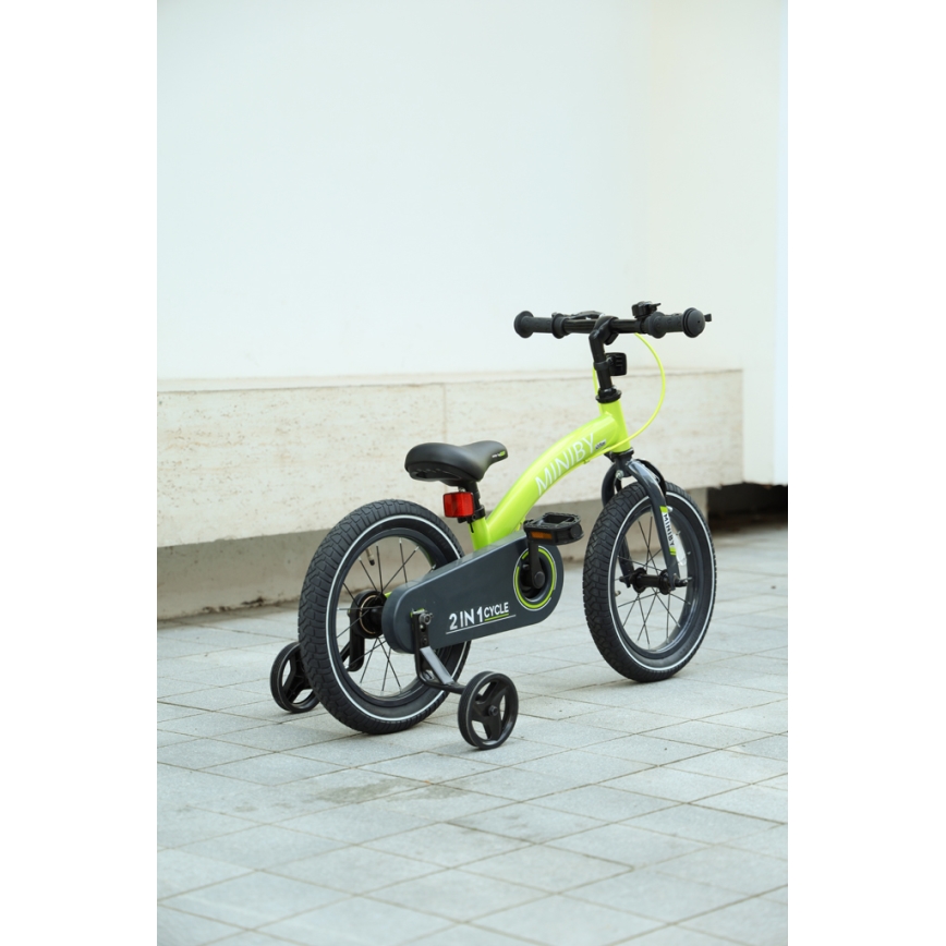QPlay - Детски велосипед 14" MINIBY 3в1 зелен