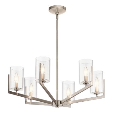 Quintiesse - Полилей на прът NYE 6xE14/40W/230V диаметър 71,1 см матов хром