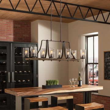 Quintiesse - Полилей на штанга ANGELO 8xE27/60W/230V дъбов декор