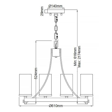 Quintiesse - Полилей на верига ANGELO 5xE27/60W/230V дъбов декор