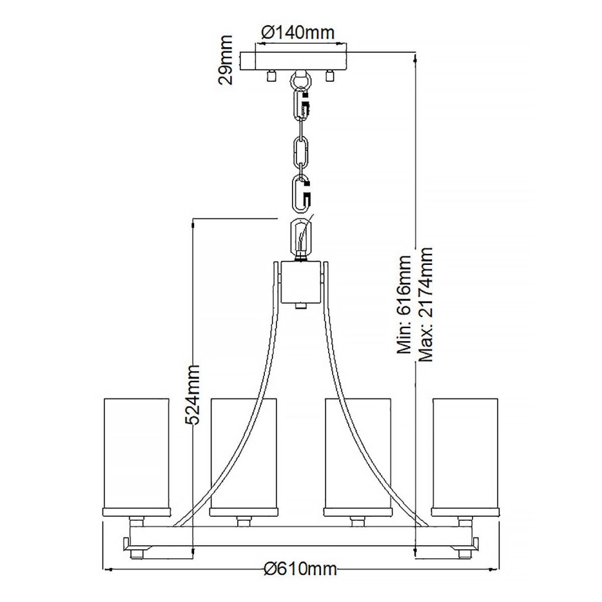 Quintiesse - Полилей на верига ANGELO 5xE27/60W/230V дъбов декор