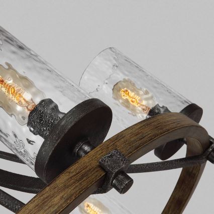 Quintiesse - Полилей на верига ANGELO 6xE27/60W/230V дъбов декор