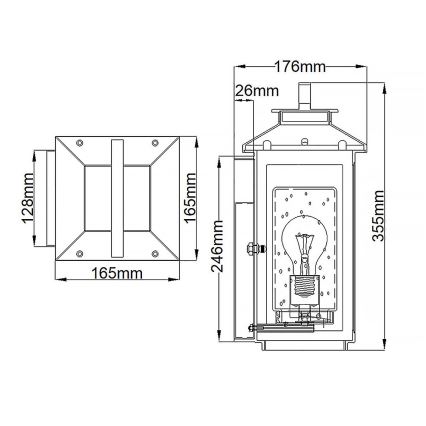 Quintiesse - Външно стенно осветително тяло ATWATER S 1xE27/60W/230V IP44 черно