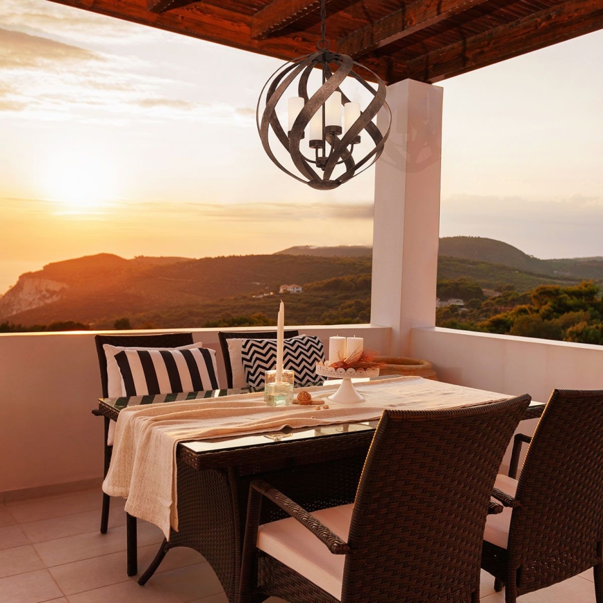 Quintiesse - Външен полилей с верига BLACKSMITH 4xE14/40W/230V Ø 50,1 см IP44 черен