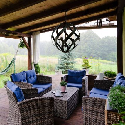 Quintiesse - Външен полилей на верига BLACKSMITH, 5xE14/40W/230V, Ø 66,4 cm, IP44, черен