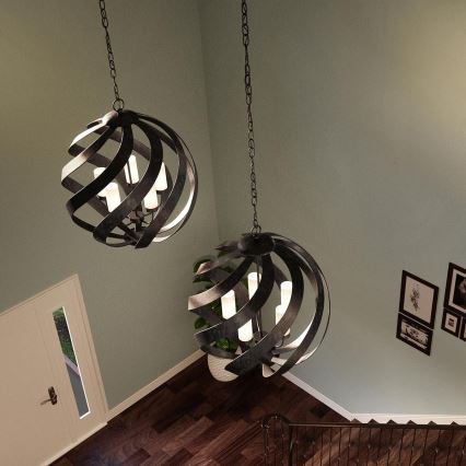 Quintiesse - Външен полилей на верига BLACKSMITH, 5xE14/40W/230V, Ø 66,4 cm, IP44, черен