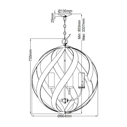 Quintiesse - Външен полилей на верига BLACKSMITH, 5xE14/40W/230V, Ø 66,4 cm, IP44, черен