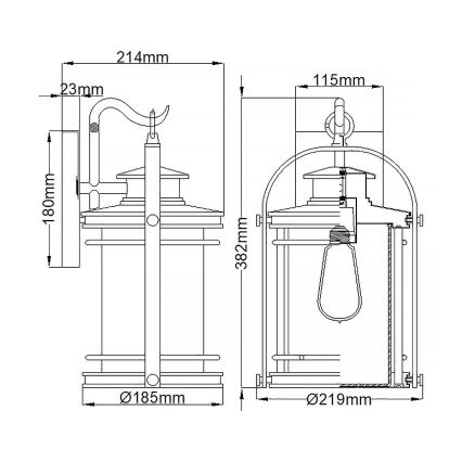 Quintiesse - Външна стенна лампа BOOKER M 1xE27/60W/230V IP44 матов хром