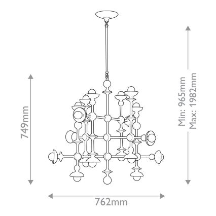 Quintiesse - Полилей на тръба CADENCE 18xE14/40W/230V бял